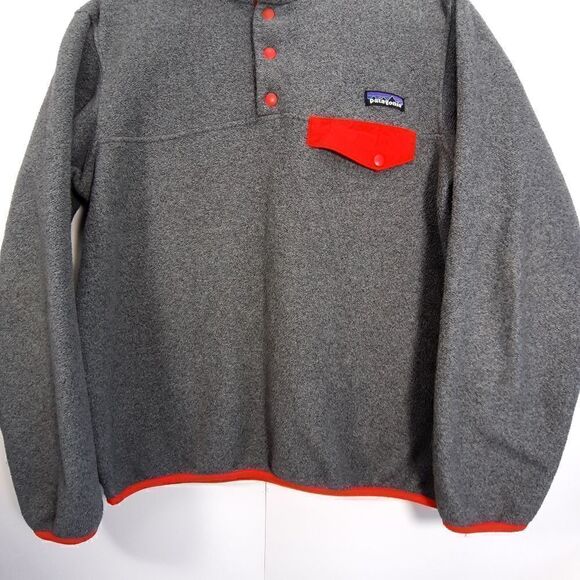 Patagonia Women's Synchilla Size Small 1/4 Snap-T Grey Red  Fleece Pullover - Picture 3 of 8